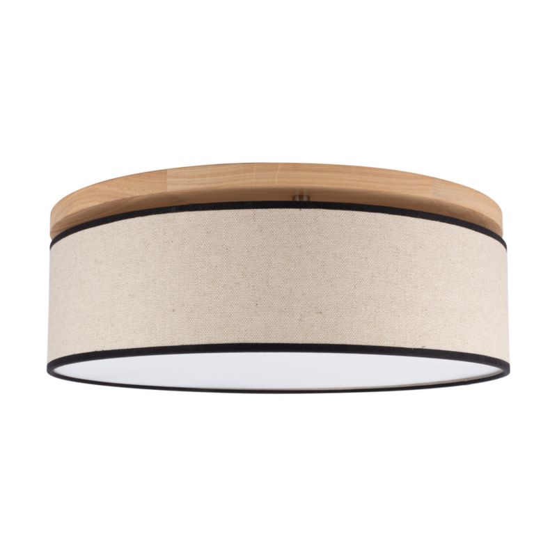 Drewniana Lampa Sufitowa SPOT Light 3xE27 Max.25W Dąb Olejowany FSC z Beżowo Czarnym Lnem, Polski Producent, 1 szt.
