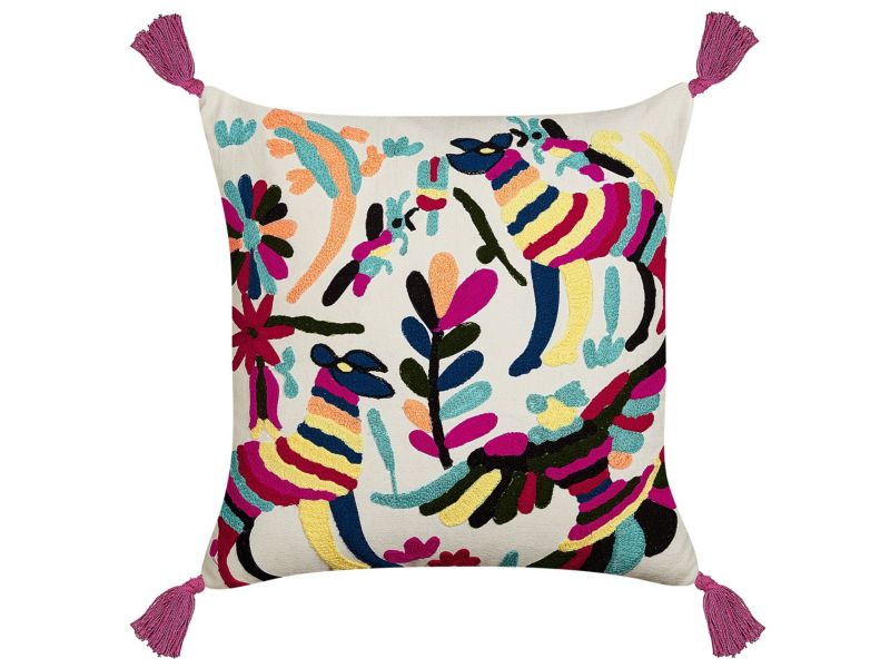 Poduszka dekoracyjna Raiganj Boucle 50 x 50 cm Abstrakcyjny Haft Kolorowy 1 szt.