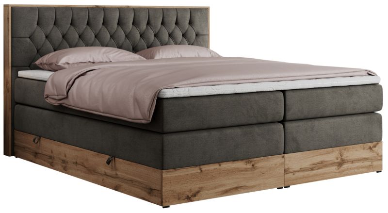 Łóżko kontynentalne MKS Meble AMORE KING 200x200 H3 ciemnoszary welwet 1szt.