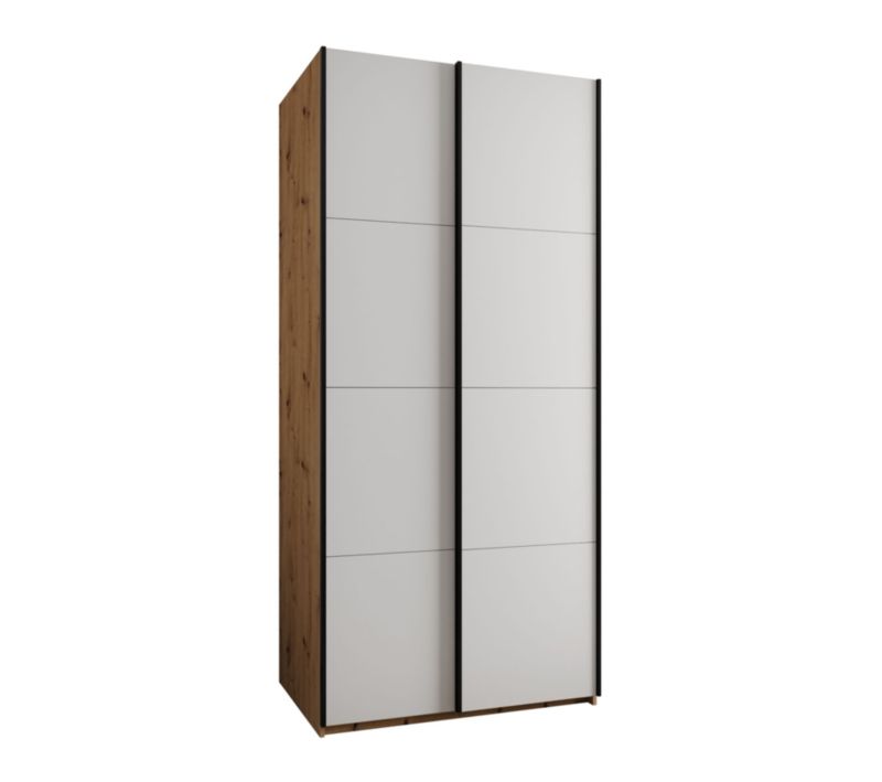 Szafa przesuwna Abiks LUX wysoka szer.110cm artisan/biały/czarny 1szt.