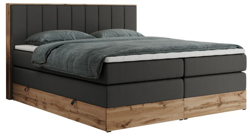 Łóżko kontynentalne MKS Meble BELLISSIMO KING 180x200 H4 ciemnoszary ekoskóra 1szt.