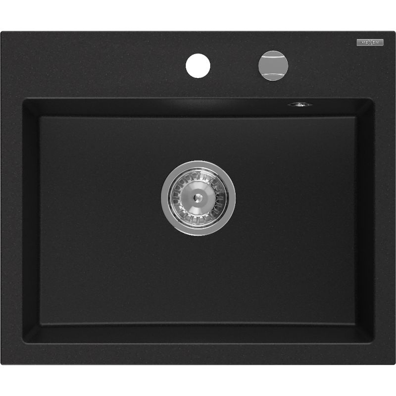 Zlewozmywak wpuszczany Mexen Oscar 1-komorowy czarny 580x490 mm 6519581000-77