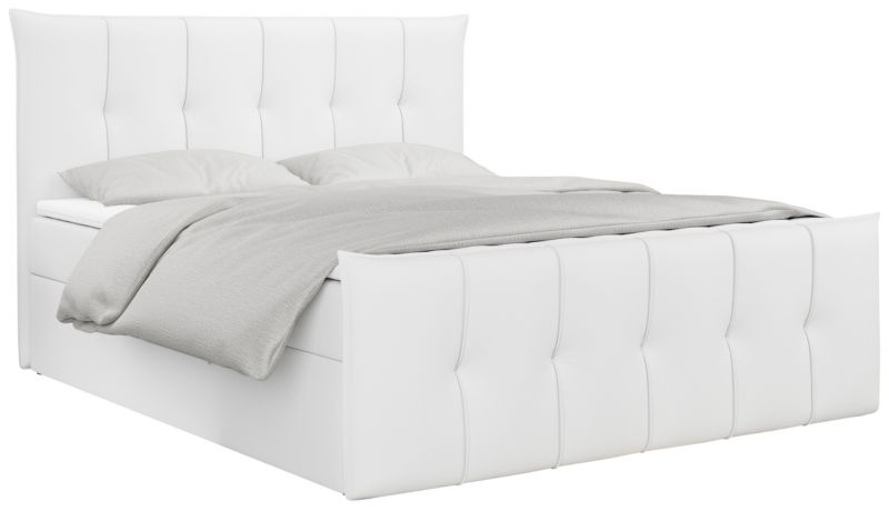 Łóżko kontynentalne MKS Meble PREMIUM 11 200x200 H4 Biały ecoskóra 1szt.