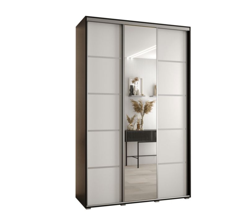 Szafa przesuwna Abiks DAVOS 5 wysoka szer.150cm gł.45cm czarny/biały/srebrny 1szt.