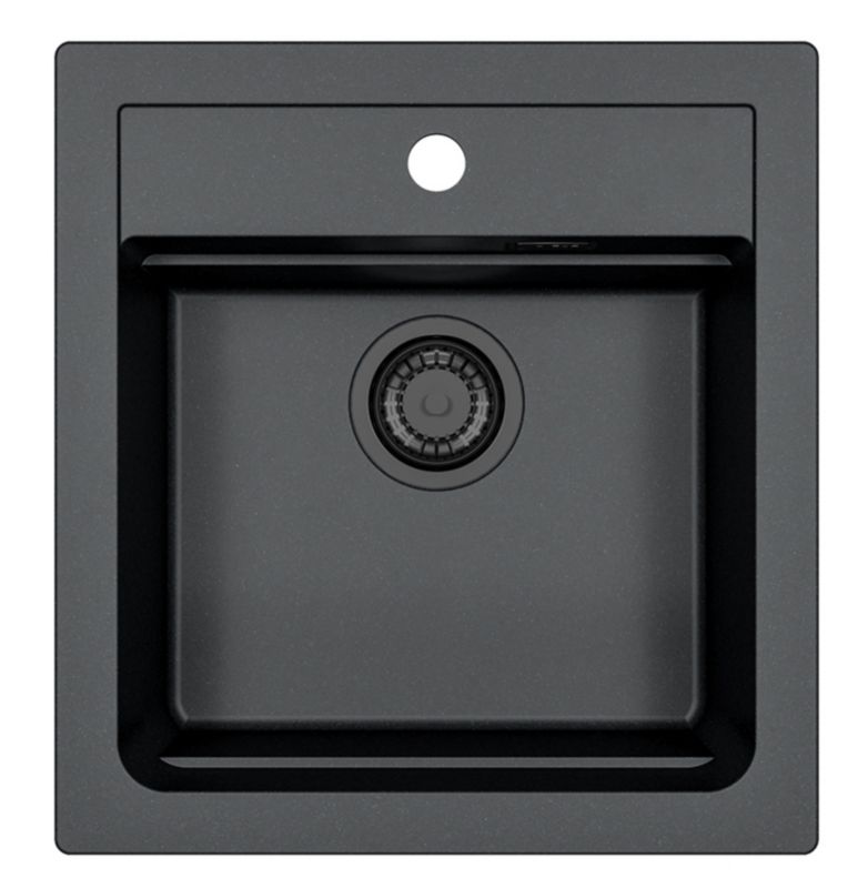 Zlewozmywak granitowy Alveus Atrox 20 Black Edition kol. 91 czarny (47x50cm) 1-komorowy 1szt.