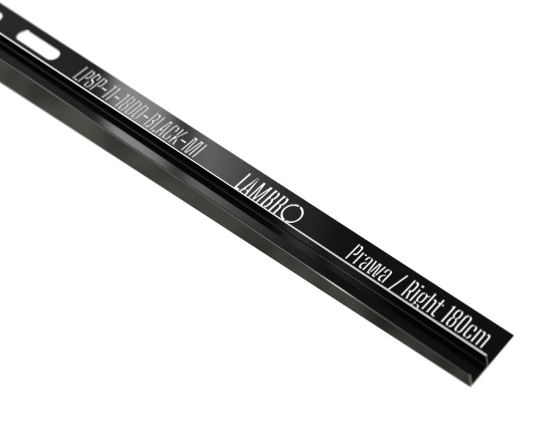 Listwa brodzikowa podłogowa spadkowa do szkła prawa LPS Lambro czarny połysk 180cm 1 szt.
