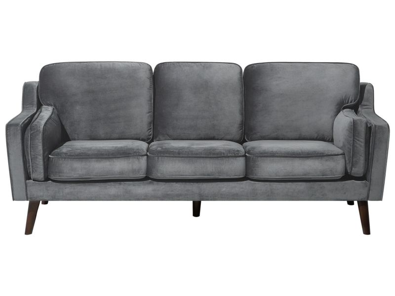 Sofa 3-osobowa welurowa ciemnoszara Lokka 1 szt.