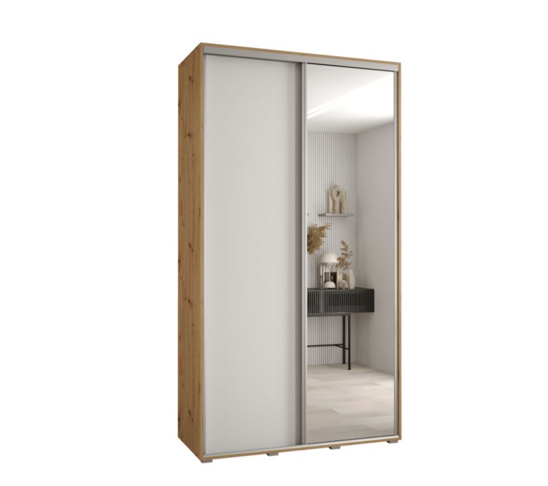 Szafa przesuwna Abiks DAVOS 3 wysoka szer.130cm gł.45cm artisan/biały/srebrny 1szt.