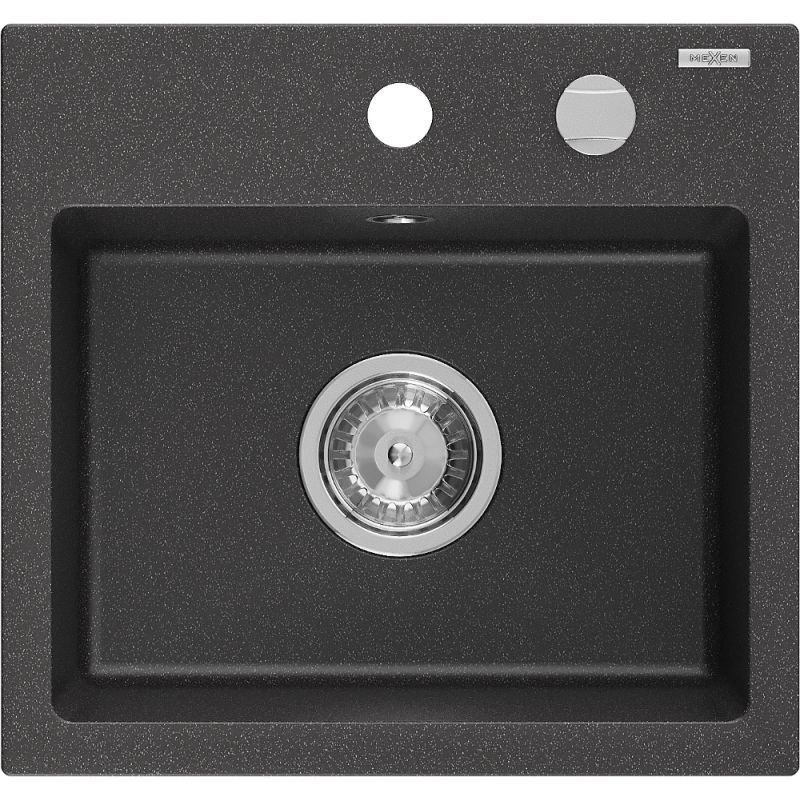 Zlewozmywak granitowy Mexen Milo 1-komorowy czarny/srebrny metalik 435x410 mm - 6505441000-73-B 1 szt.