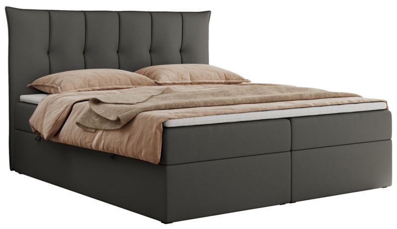 Łóżko kontynentalne MKS Meble PREMIUM 10 200x200 H3 Ciemnoszary ecoskóra 1szt.