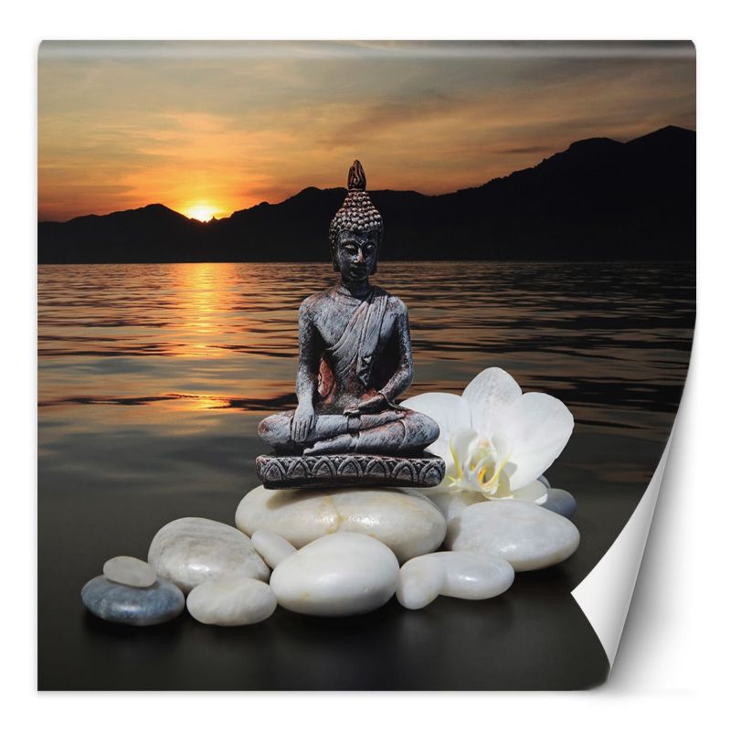 Fototapeta Feeby Budda na kamieniach o zachodzie słońca 200x200 1 szt