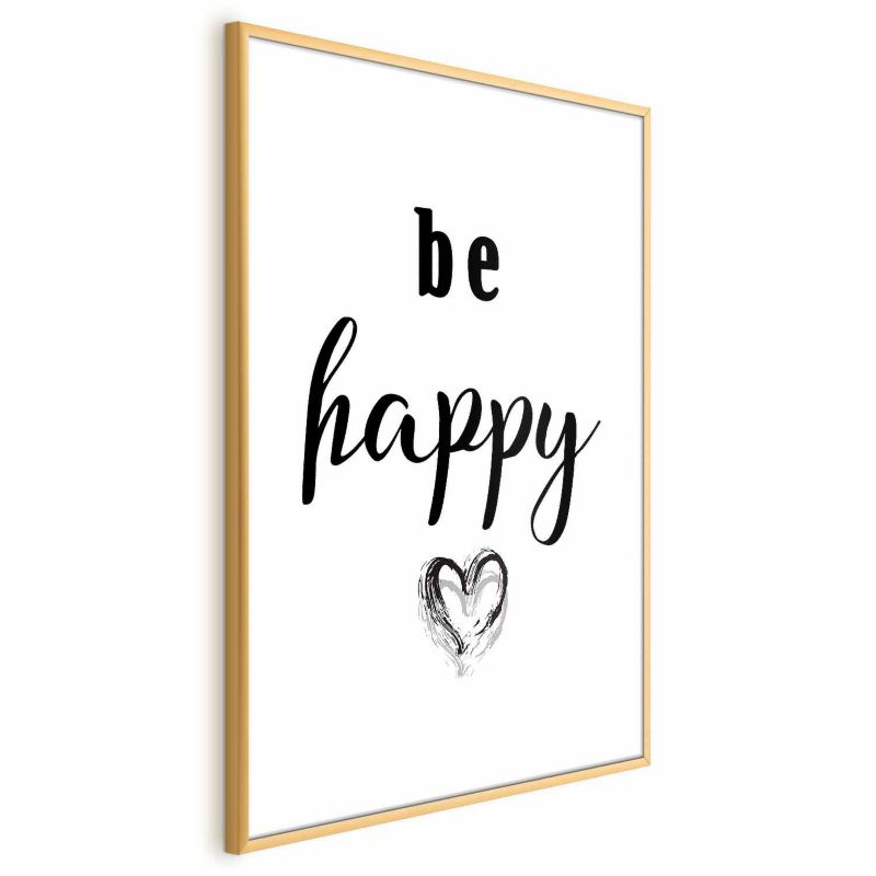 Plakat Artgeist Be happy 40x60 cm z ramą złotą 1 szt