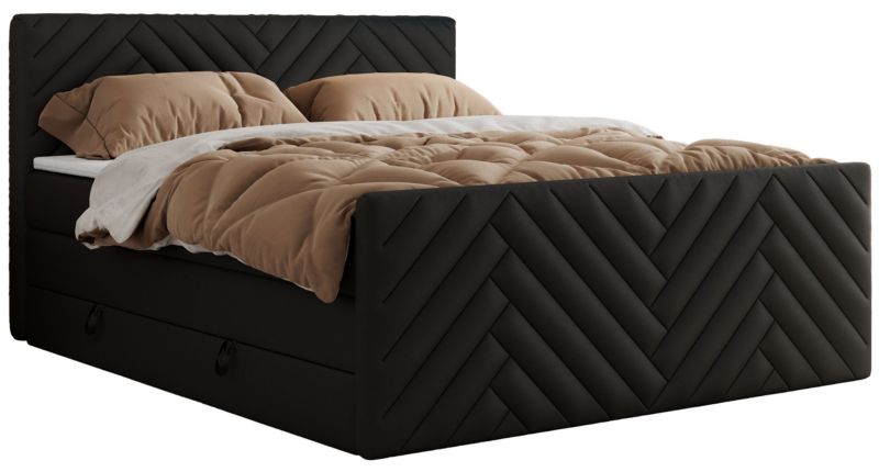 Łóżko kontynentalne MKS Meble PARIS KING DUO 140x200 H4 Czarny ecoskóra 1szt.