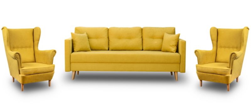 Zestaw skandynawski sofa 2 fotele Bonni Lahti/Denver Musztardowy 1 szt.
