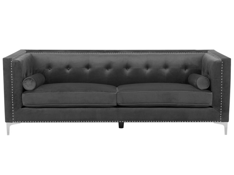 Sofa 3-osobowa welurowa ciemnoszara Avaldsenes 1 szt.