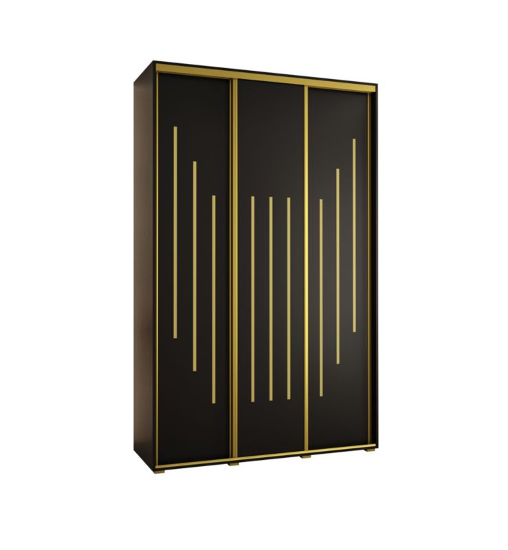 Szafa przesuwna Abiks DAVOS 8 wysoka szer.150cm gł.45cm czarny/czarny/złoty 1szt.