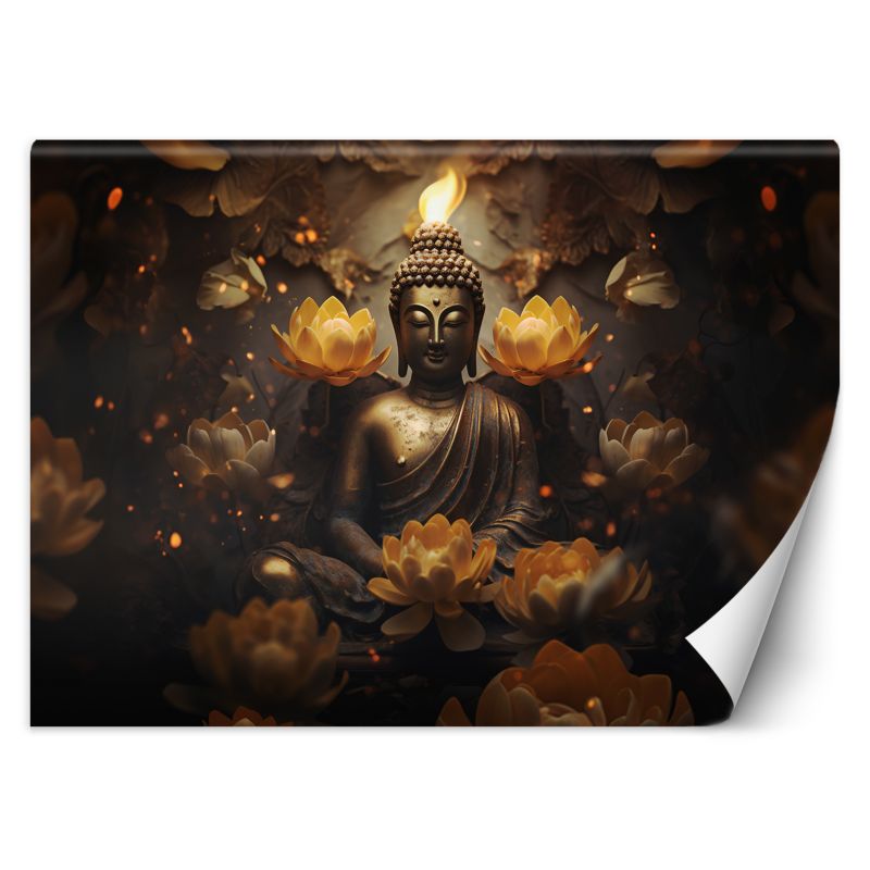 Fototapeta Feeby Złoty Budda i kwiaty lotosu 400x280 1 szt