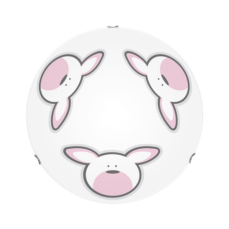 Lampa Sufitowa SPOT Light 2xE27 60W Białe Szkło z Wielokolorowym Wzorem w Królika, Polski Producent, 1 szt.