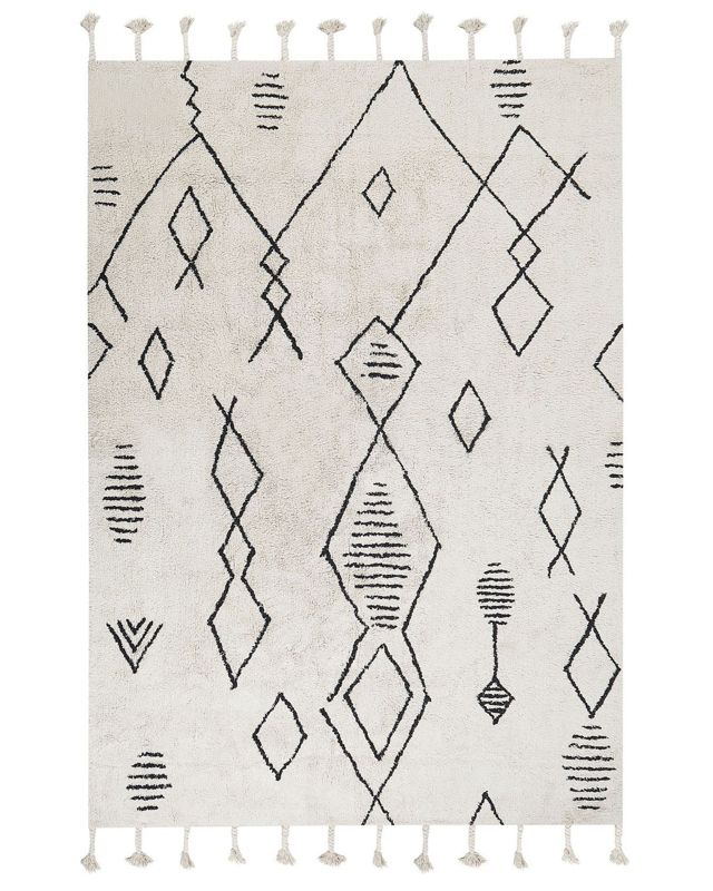 Dywan bawełniany 160 x 230 cm biało-czarny Kebir 1 szt.