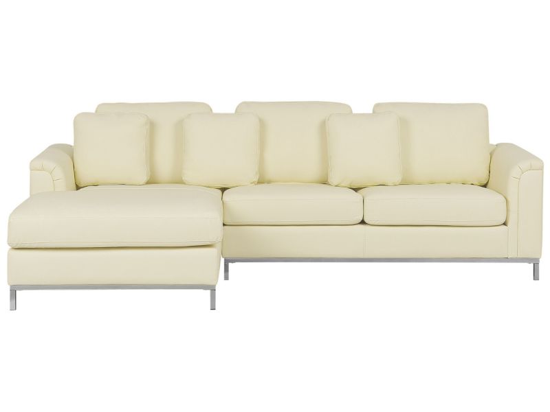 Sofa narożna prawostronna Oslo Beżowy Skóra naturalna Prawostronny 1 szt.