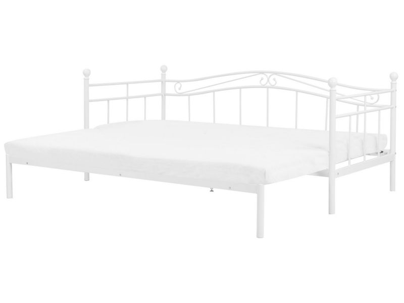 Łóżko wysuwane metalowe 90 x 200 cm białe Tulle 1 szt.