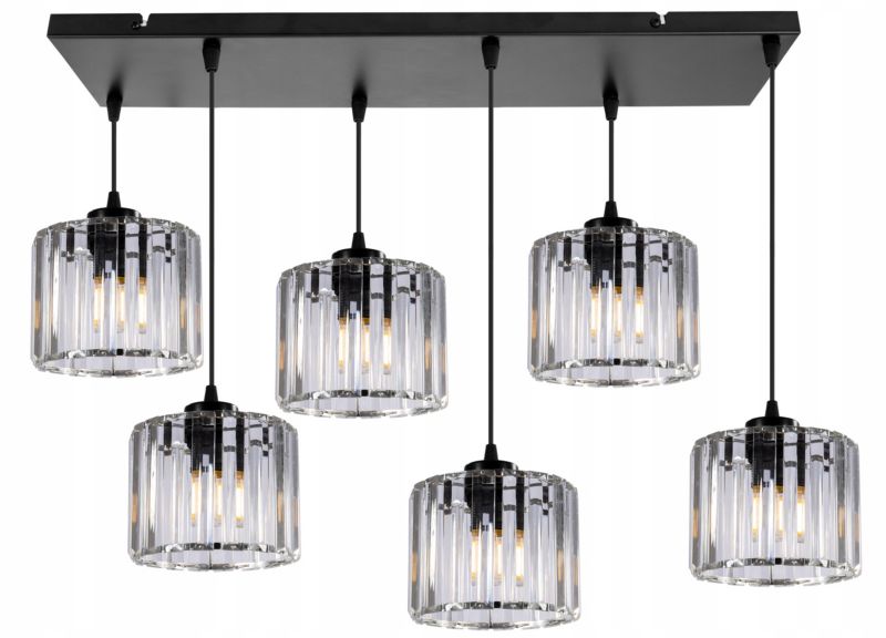 Lampa sufitowa wisząca Light Home LH Holdi 6x E27 60W klosz bezbarwne szkło 1szt.