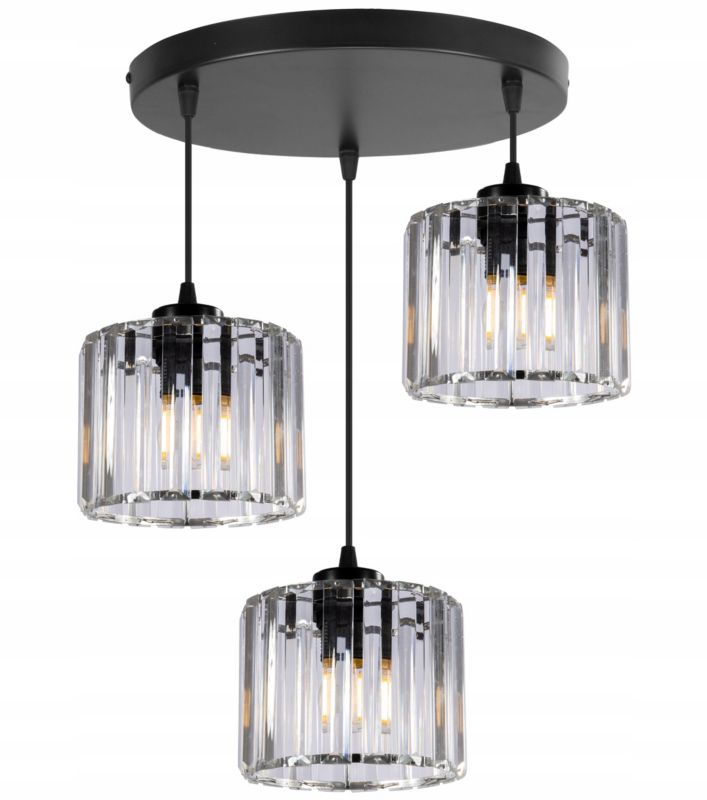Lampa sufitowa okrągła Light Home LH Holdi 3x E27 60W klosz bezbarwne szkło 1szt.