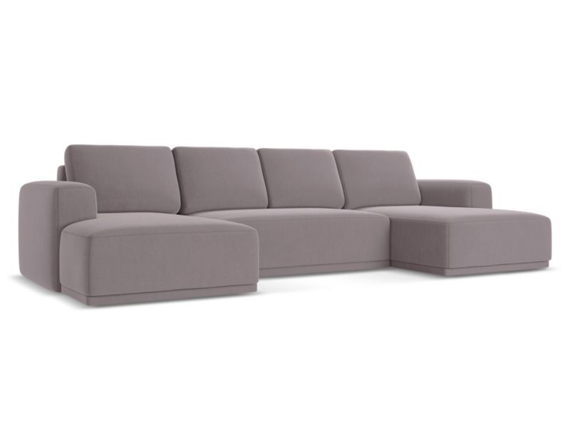 Sofa panoramiczna z funkcją spania Makamii Kaila z weluru 333x160 cm lawendowy 1 szt.