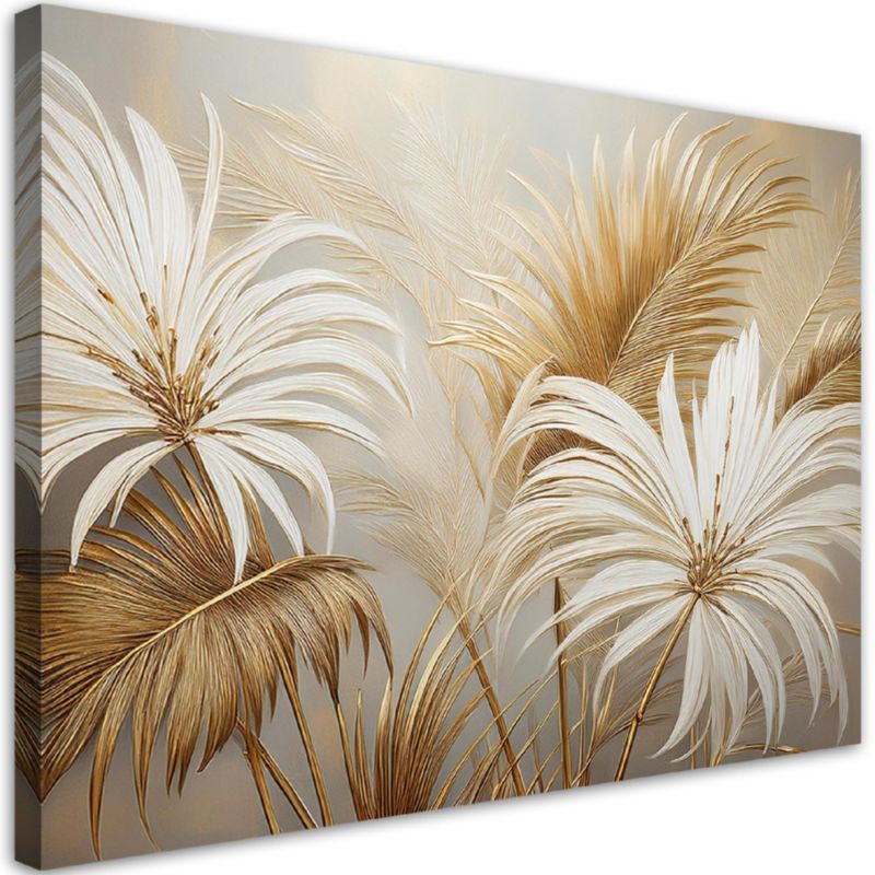 Obraz do salonu Feeby Tropikalne Liście Botanika Beżowy 120x80 cm 1szt