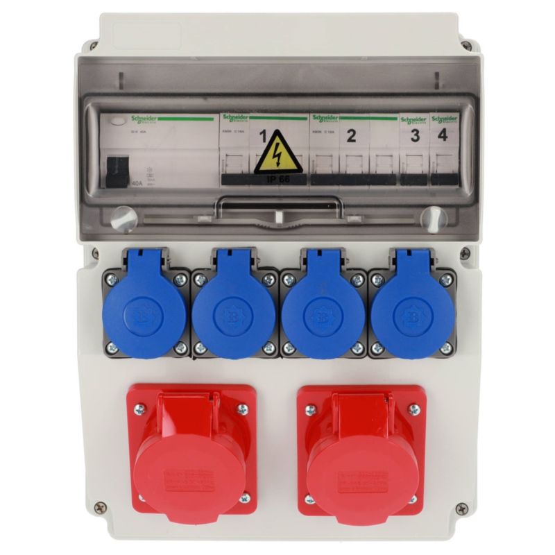 Rozdzielnica Edo wyposażona ASTAT 448 Standard Plus IP65 2x16A/5P, 4x230V Typ E IP44 IK08, wyłączniki Schneider 1 szt.