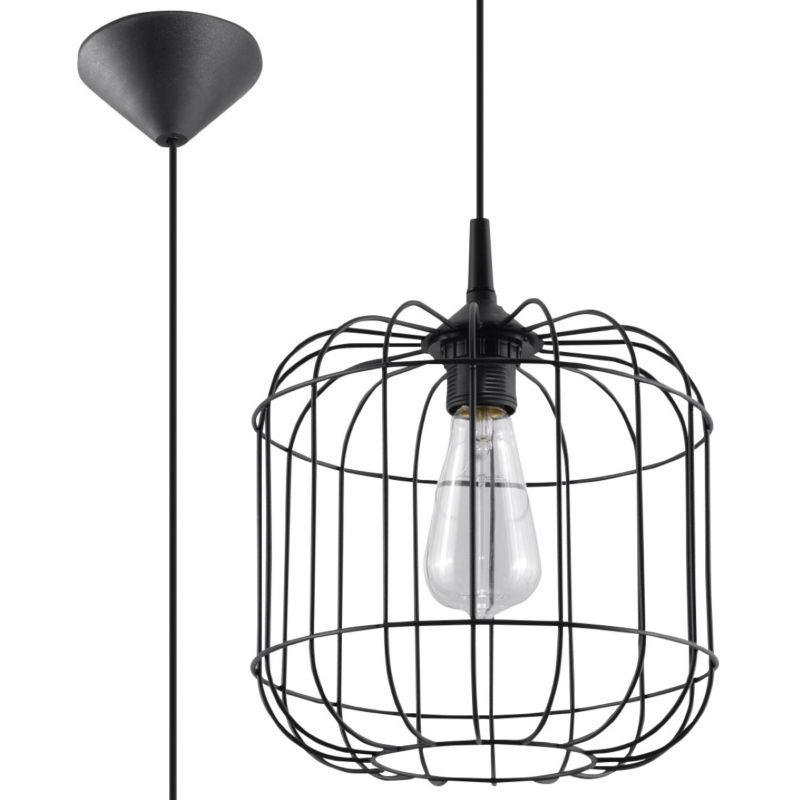 Lampa wisząca Sollux Lighting CELTA czarna 1 szt.