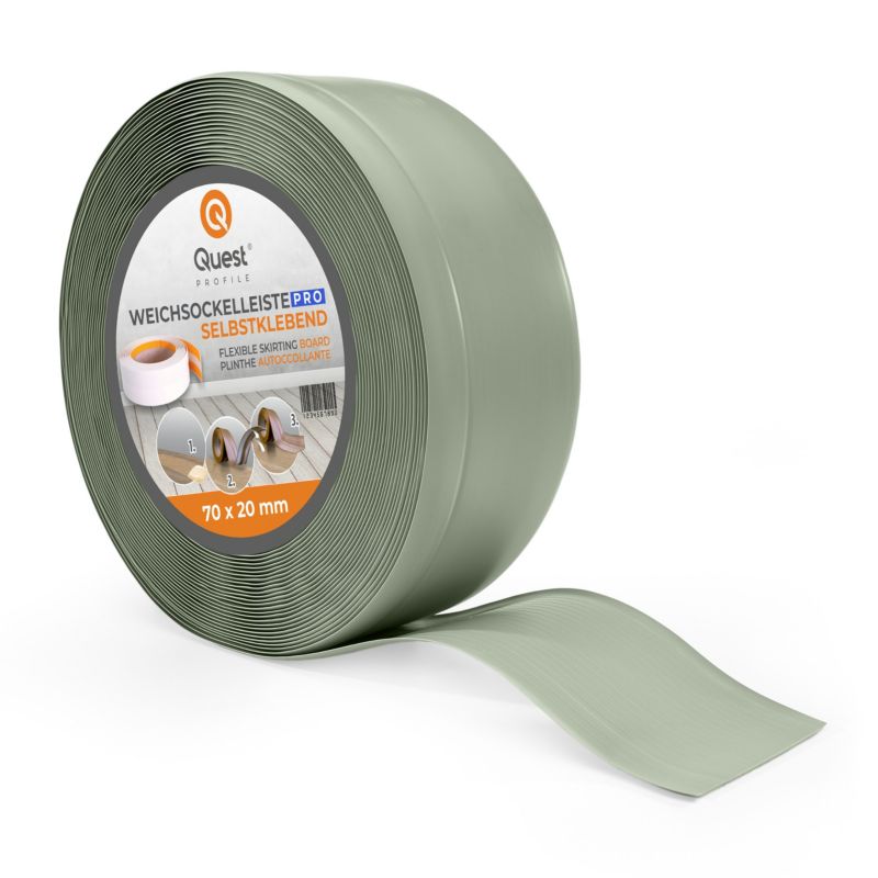 Listwa przypodłogowa PCV 70x20mm, QUEST, elastyczna, miękka listwa podłogowa, cokołowa, jasnozielony, 5m