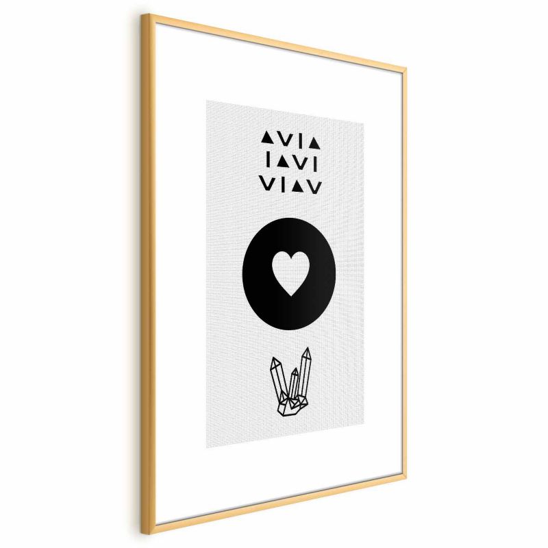 Plakat Artgeist Serce i kryształty 21x30 cm z ramą złotą 1 szt