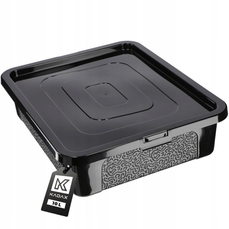Pojemnik KADAX Plastikowy 10L Z Pokrywą Zamykany Pudełko Box Organizer Czarny 1 szt.