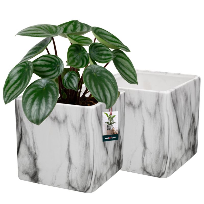 Doniczka ceramiczna KOTARBAU marmurowa kwadratowa 12x12 cm 2 szt.