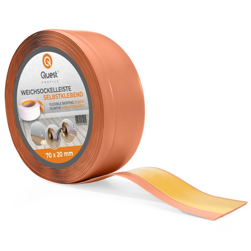 Listwa przypodłogowa PCV 70x20mm, QUEST, samoprzylepna elastyczna, miękka listwa podłogowa, cokołowa, ceglany, 10m
