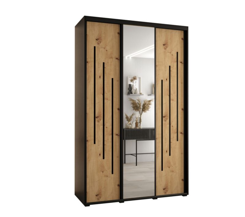 Szafa przesuwna Abiks DAVOS 9 wysoka szer.150cm gł.60cm czarny/artisan/czarny 1szt.