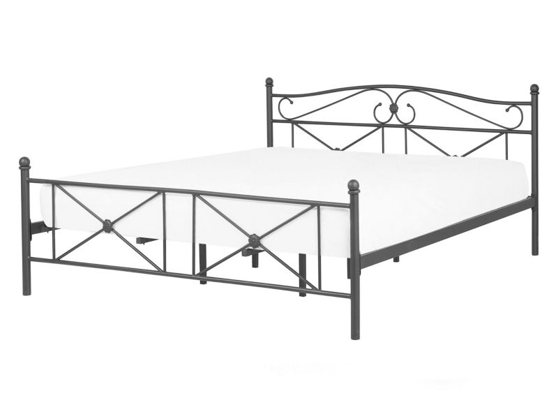 Łóżko metalowe 140 x 200 cm czarne Rodez 1 szt.