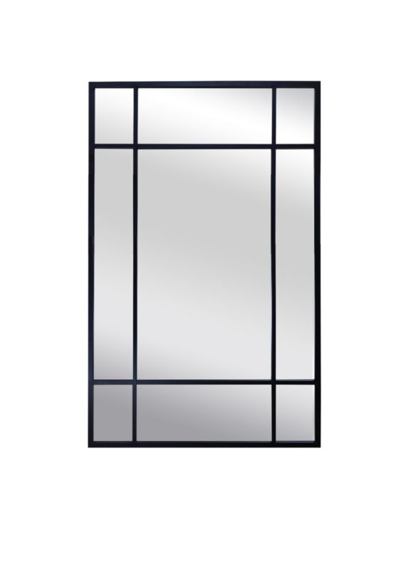 Lustro prostokątne BD art w ramie ze szprosami 70x100 cm do salonu czarne industrialne 1 szt.