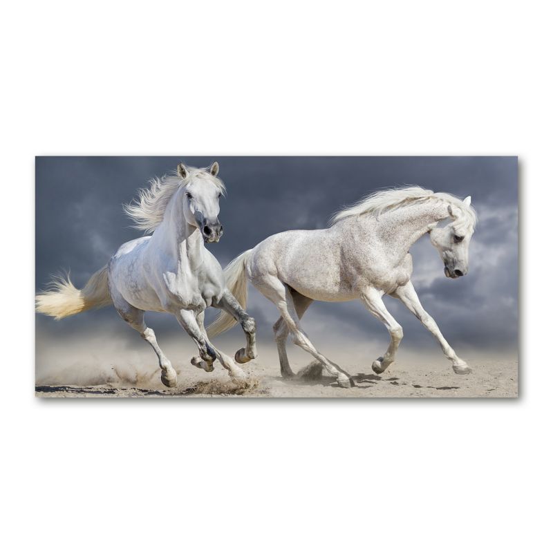Obraz canvas Tulup Plaża białe konie 125x50 cm 1 szt.
