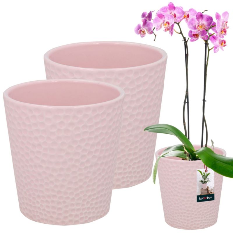 Doniczka ceramiczna KOTARBAU różowa 12 cm 2 szt.