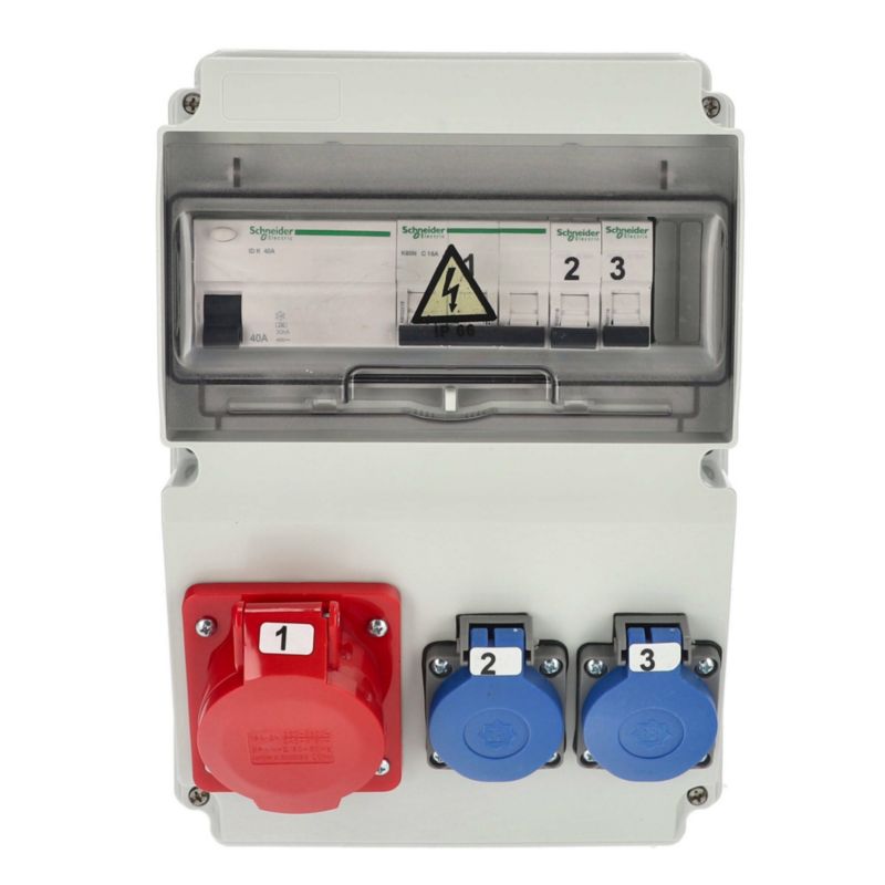 Rozdzielnica Edo wyposażona ASTAT 447 Standard Plus IP65 16A/5P, 2x230V Typ E IP44 IK08, wyłączniki Schneider 1 szt.