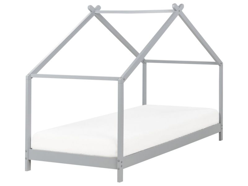 Łóżko dziecięce domek drewniane 90 x 200 cm szare Orlu 1 szt.