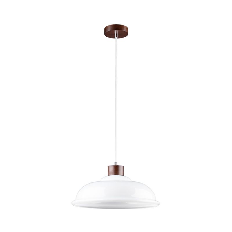 Drewniana Lampa Wisząca SPOT Light 1xE27 Max.60W Drewno Bukowe Orzechowe i Białe Szkło, Polski Producent, 1 szt.