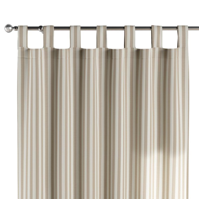 Zasłona na szelkach Dekoria 130x260 cm Quadro 1,5 cm beżowo-białe pasy 1 szt.