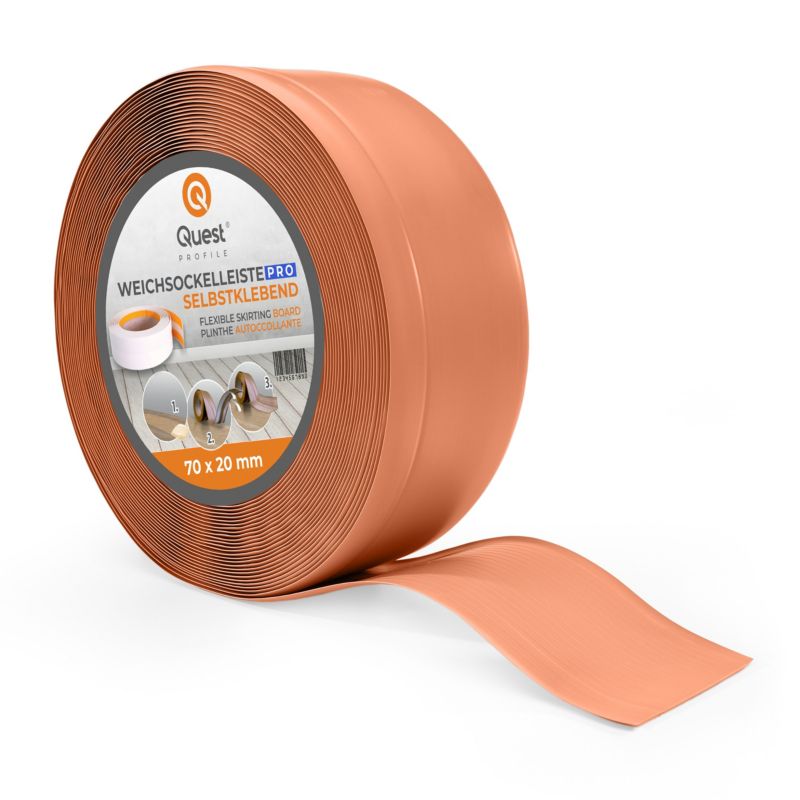 Listwa przypodłogowa PCV 70x20mm, QUEST, elastyczna, miękka listwa podłogowa, cokołowa, ceglany, 5m