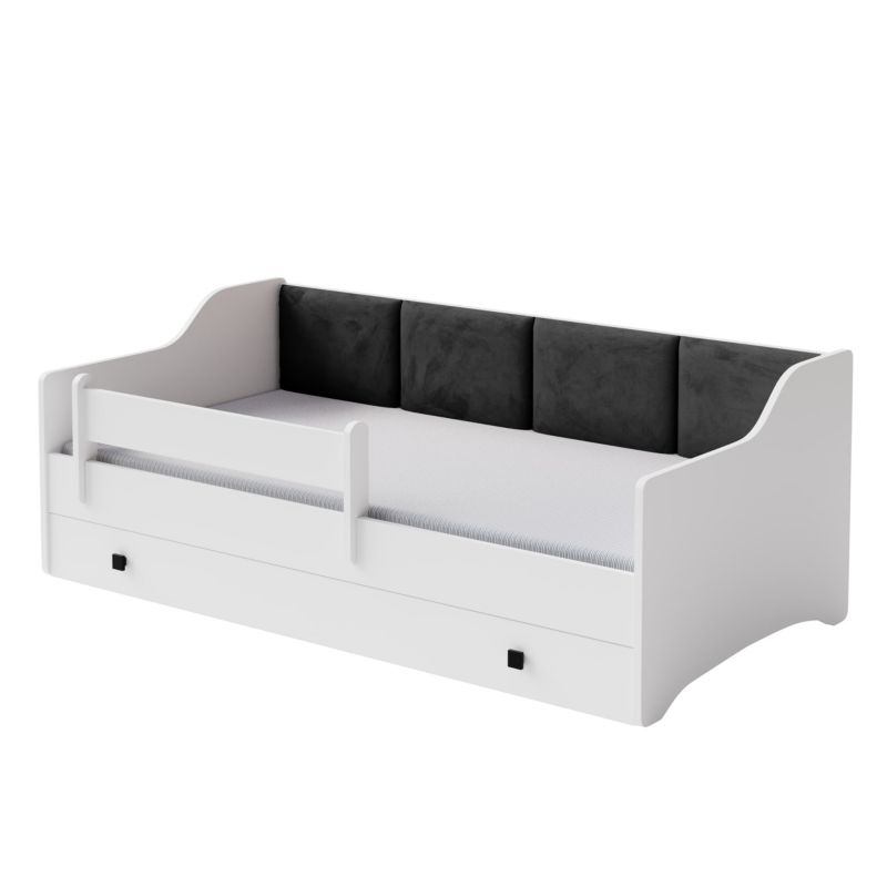 Łożko dziecięce Kobi ERYK z szufladą i barierką 160x80 panel czarny 1 szt.