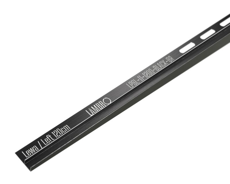 Listwa brodzikowa podłogowa spadkowa do szkła lewa LPS Lambro czarny mat 120cm 1 szt.