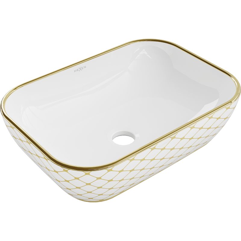 Umywalka nablatowa Mexen Rita biały/złoty 45,5x32,5 cm 21084509 1 szt.