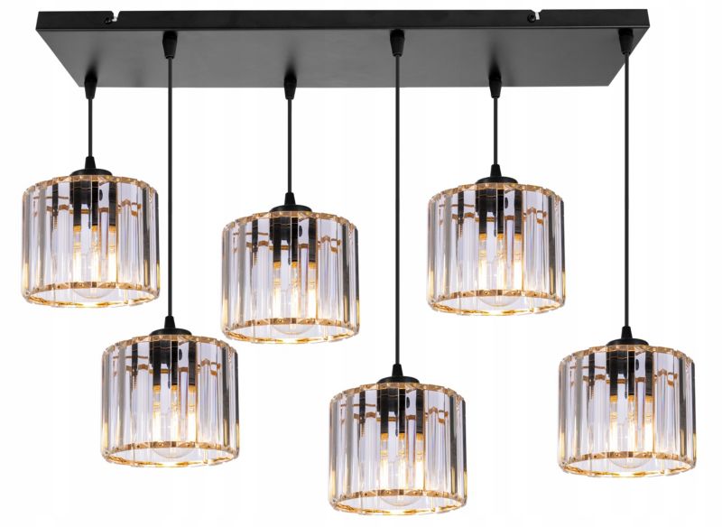 Lampa sufitowa wisząca Light Home LH Holdi 6x E27 60W klosz złote szkło 1szt.